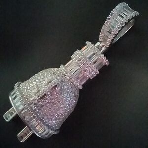 Silver Bell Pendant with Crystals